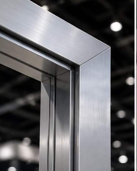 Brushed aluminium frame corner