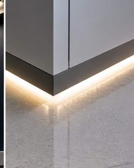 Concealed light line washing a stand edge